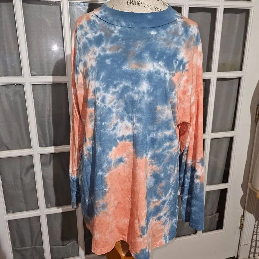 We The Free People Womens Long Sleeve Be Free Tie Dye Shirt Small